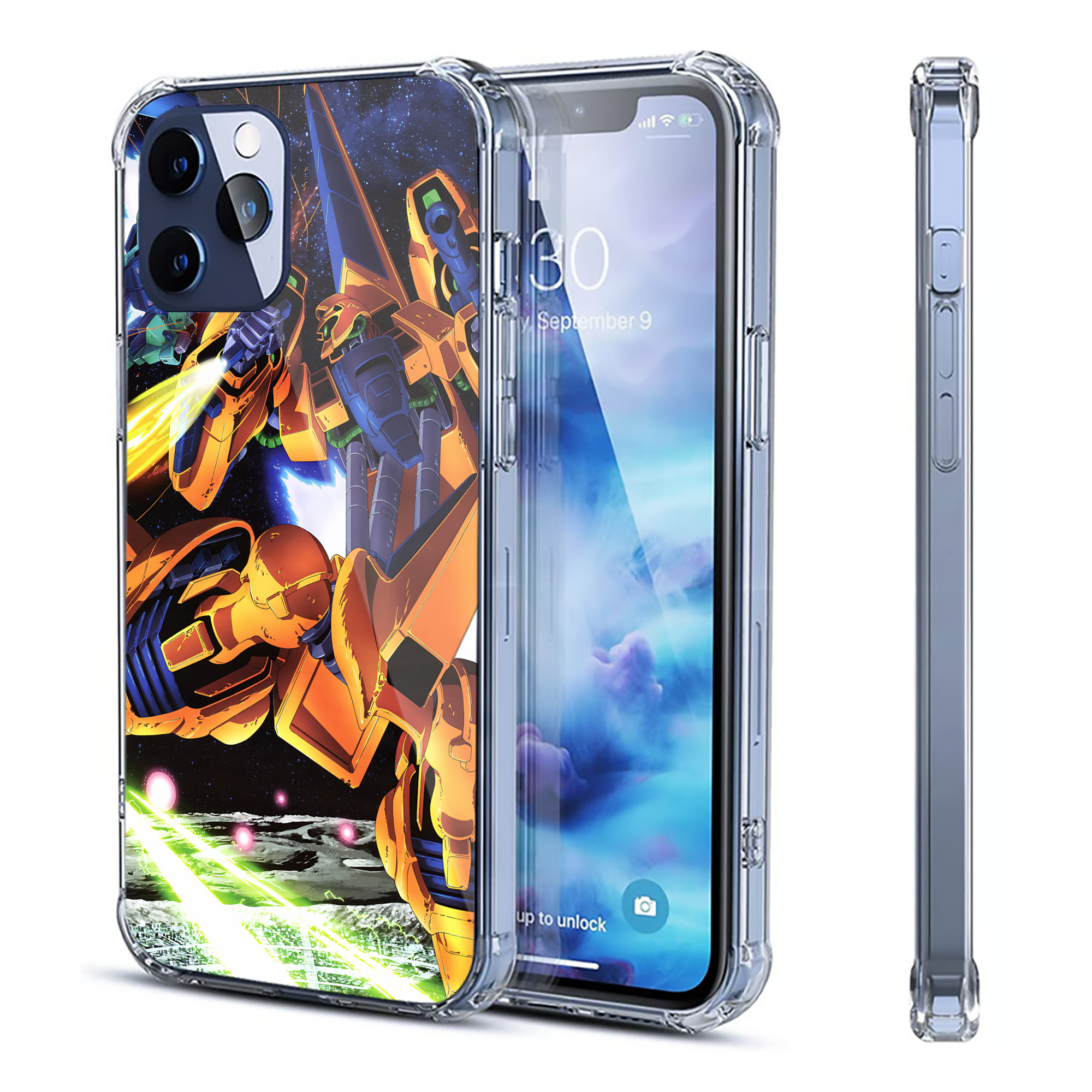 （画像用） 機動戦士ガンダム Mobile Suit Gundam 【iPhone 12シリーズ対応】透明スマホケース（クリアソフトケース）